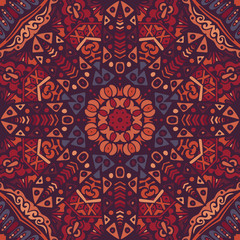 Vector seamless pattern ethnic tribal geometric ornamental textile natural colours print