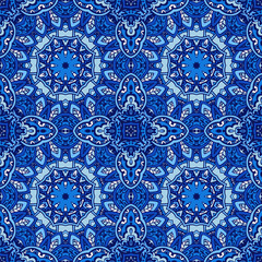 Tiled ethnic pattern for fabric. Abstract geometric mosaic vintage seamless pattern ornamental.