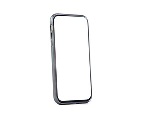 Blank form of smartphone frame with white background for add template infographic or presentation and advertisement. Technology and object with clipping path.