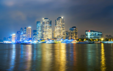 Panoramic view of the bund city in huangpu district, Shanghai