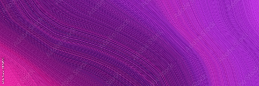 Poster artistic designed horizontal banner with purple, dark orchid and medium violet red colors. dynamic curved lines with fluid flowing waves and curves