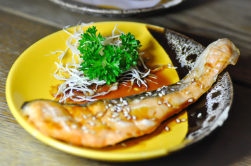 grilled salmon or salmon steak