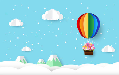 Fototapeta na wymiar beautiful rainbow balloon , in the sky ,valentine day