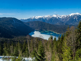 Eibsee lake from Zugspitzplatt view point, Zugpitze Germany