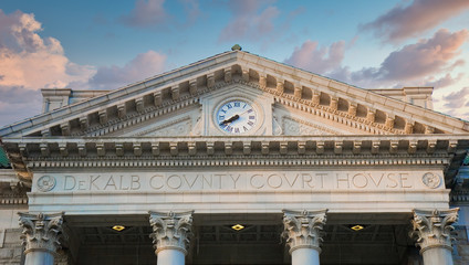 Fototapeta premium Courthouse Clock and Columns in Morning
