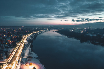 Kaunas city at winter night