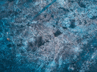 Frozen Kaunas sea. Drone aerial view