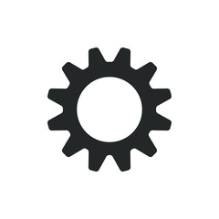 Cogwheel icon symbol. Settings button sign. Mechanic gear logo. Black silhouette isolated on white background. Vector illustration image.