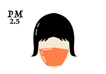 The girl who wears protective masks PM2.5. isolated white background vector.