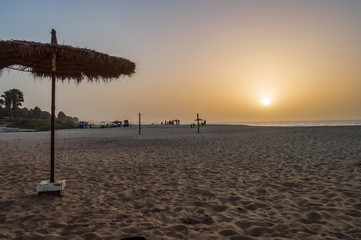 Beautiful long sandy beach in The Gambia,