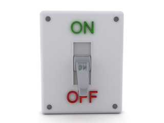 3D Rendering of ON OFF switch button switched off