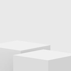 3d gray white cube and box podium .. minimal scene studio background. Abstract 3d geometric shape object illustration render. Display for online business product.