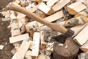 axe and firewood