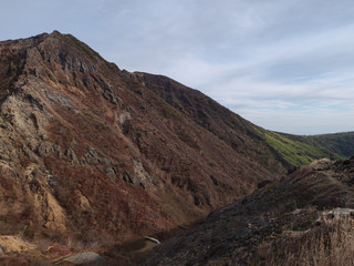 晩秋の那須岳（茶臼岳、朝日岳、三本槍岳）の登山道