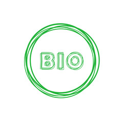 Obraz premium Bio lines circle green badge. Design element for packaging design and promotional material. Vector illustration.