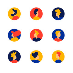 Set of avatars people, office workers. Flat style vector illustration.