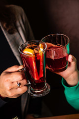 mulled wine with orange, apple and cinnamon