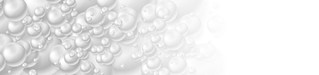 Grey tech minimal abstract background with 3d glossy beads. Vector banner design