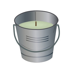 Citronella bucket candle isolated on white background. Citronella candles used as mosquito repellent. Natural plant based insect repellent. Mosquito repellent candles. Stock vector illustration