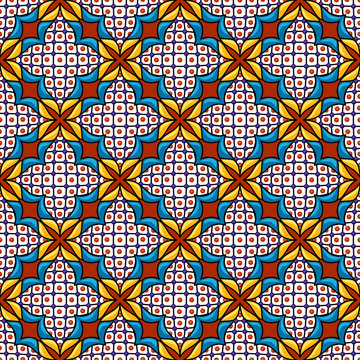 Mexican talavera seamless pattern. Decorative background with ornamental flowers.