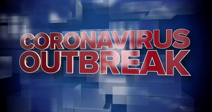 A red and blue dynamic 3D Coronavirus Outbreak title page animation.  	