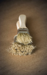 Food brushes on brown background