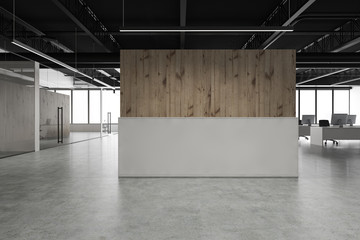 White reception in open space office