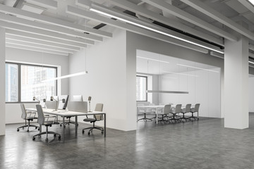 Obraz premium White open space office and meeting room corner