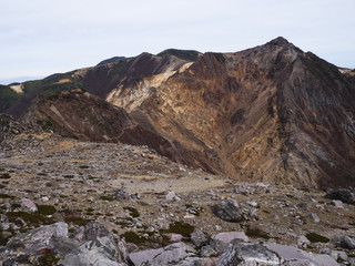 晩秋の那須岳（茶臼岳、朝日岳、三本槍岳）の登山道