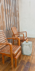 smoking area with wood chair