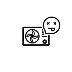 Broken air conditioner outline icon. Clipart image isolated on white background