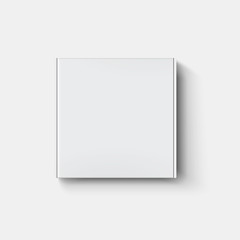 White paper cartboard box mock up in top view with shadow on transparent background.