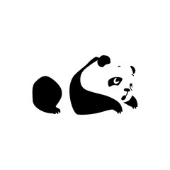 Panda silhouette. Black silhouette of a sleeping baby panda isolated on a white background. Vector 8 EPS.