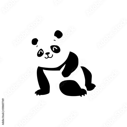 Panda Silhouette Black Silhouette Of A Baby Panda Isolated On A White Background Vector 8 Eps Wall Mural Slybrowney