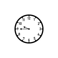 Wall clock displaying 9:45. Clipart image isolated on white background
