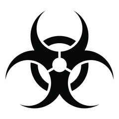 Biohazard warning icon. Medical waste caution symbol. Biological contamination danger sign. Vector illustration image. Isolated on white background.