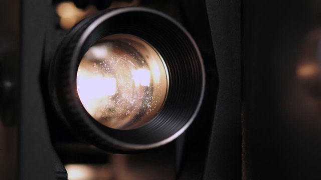 8mm Vintage Projector Lens with Light On. 4K
