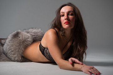 Naklejka premium Pretty young woman in lingerie