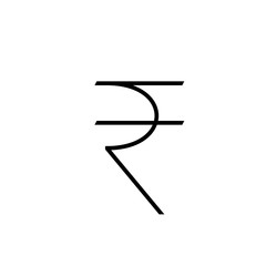 Rupee symbol thin line icon. Clipart image isolated on white background