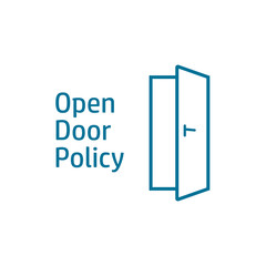 Open door policy poster. Clipart image isolated on white background