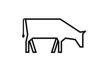 Cow geometric outline icon. Clipart image isolated on white background