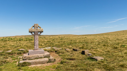 View of the cross of the Rode, in Aubrac near Nasbinals