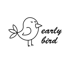 Early bird outline icon. Clipart image isolated on white background