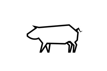Pig geometric outline icon. Clipart image isolated on white background