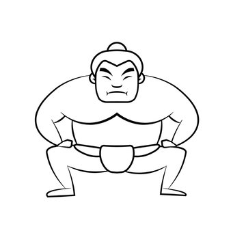 Sumo wrestler outline icon. Clipart image isolated on white background