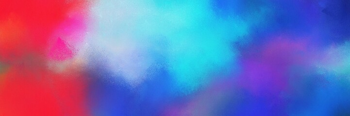 colorful vibrant aged horizontal banner with royal blue, crimson and medium turquoise color