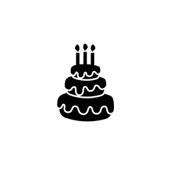 Three tier cake glyph icon. Clipart image isolated on white background