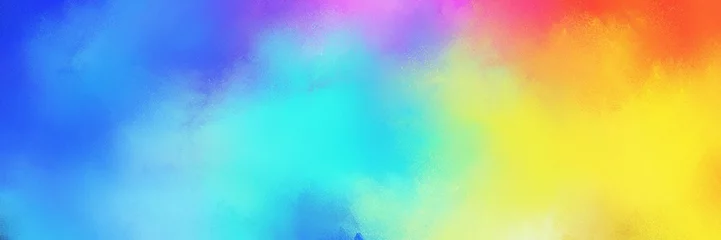 Selbstklebende Fototapeten farbenfroher, lebendiger, gealterter horizontaler Hintergrund mit mittlerer türkiser, pastelloranger und königsblauer Farbe © Eigens