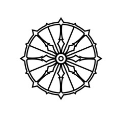Obraz premium Konark wheel simple outline icon. Clipart image isolated on white background