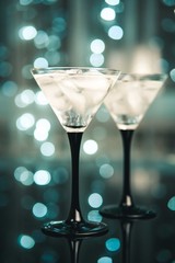 martini glass on a black background
